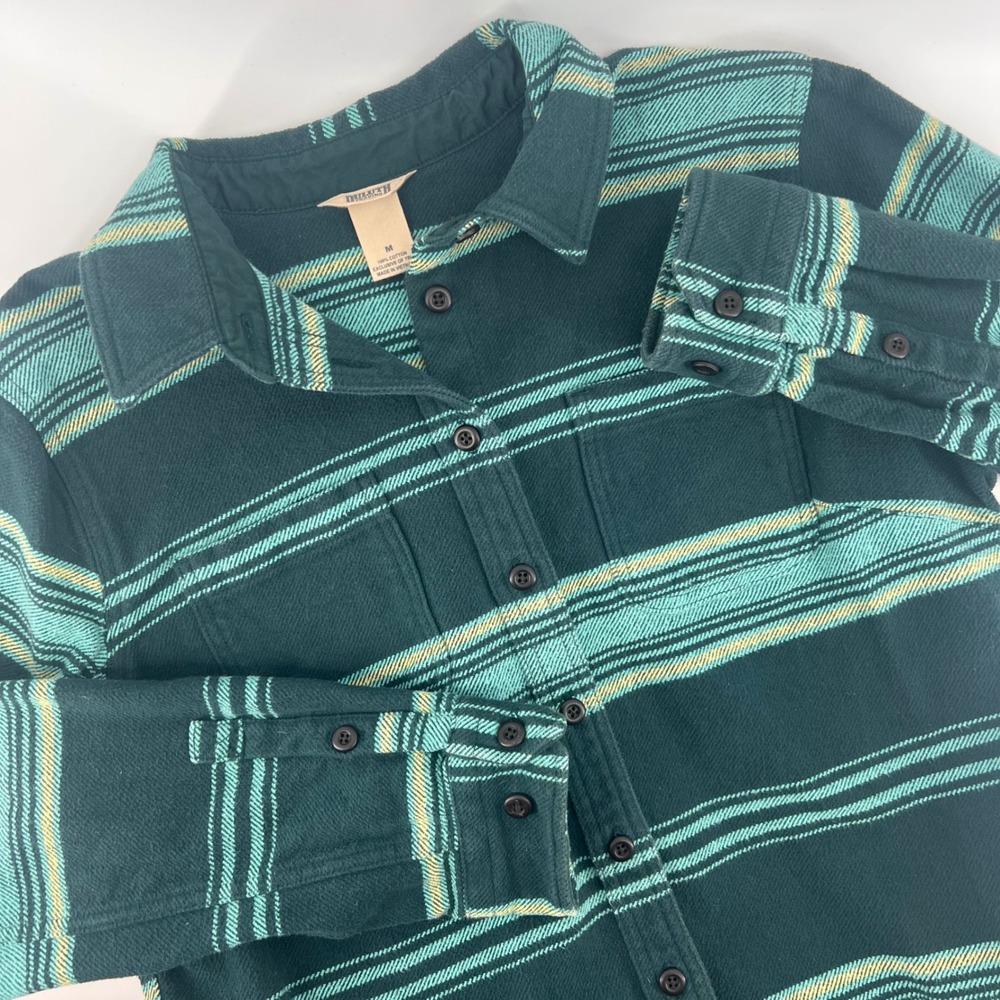 Duluth Trading Men Size Medium Button Up Heavy Cotton Shirt Striped Outdoor